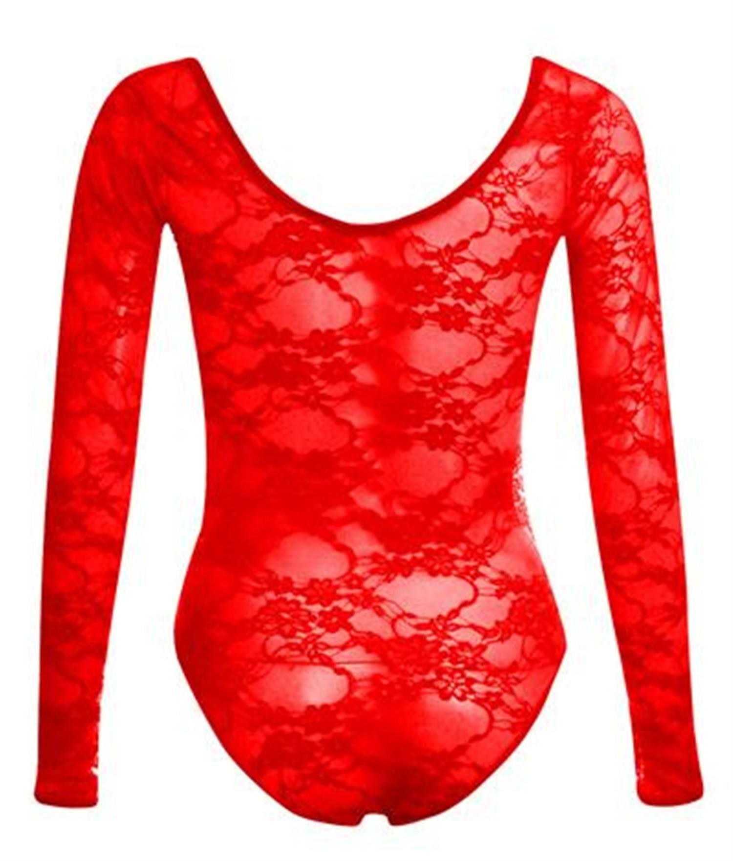 Nel Floral Lace Full Sleeve Leotard Bodysuits Top 8-14 - Spring Special