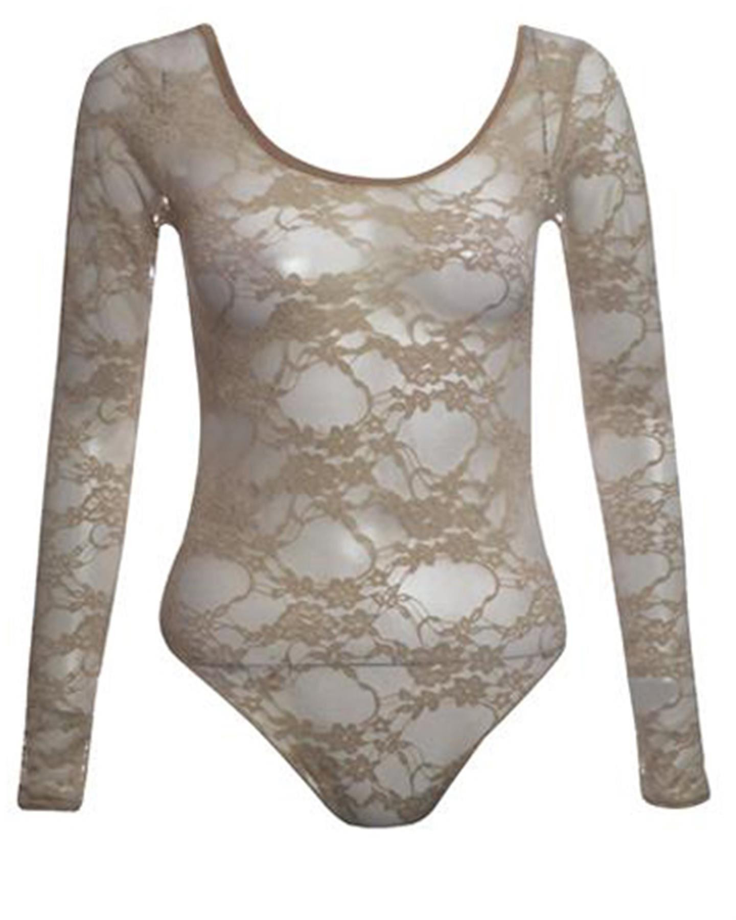 Nel Floral Lace Full Sleeve Leotard Bodysuits Top 8-14 - Spring