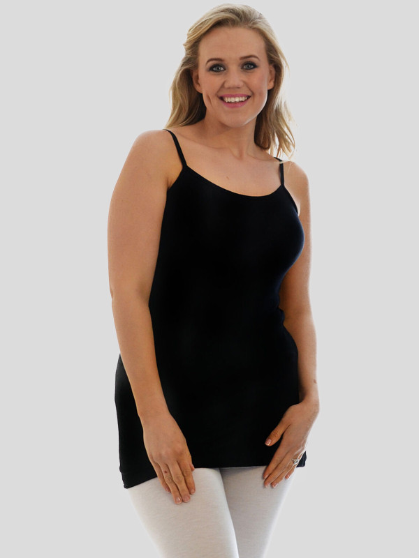 Plus Size Women's Cotton Tank Top Black Camisole Ladies Sleeveless