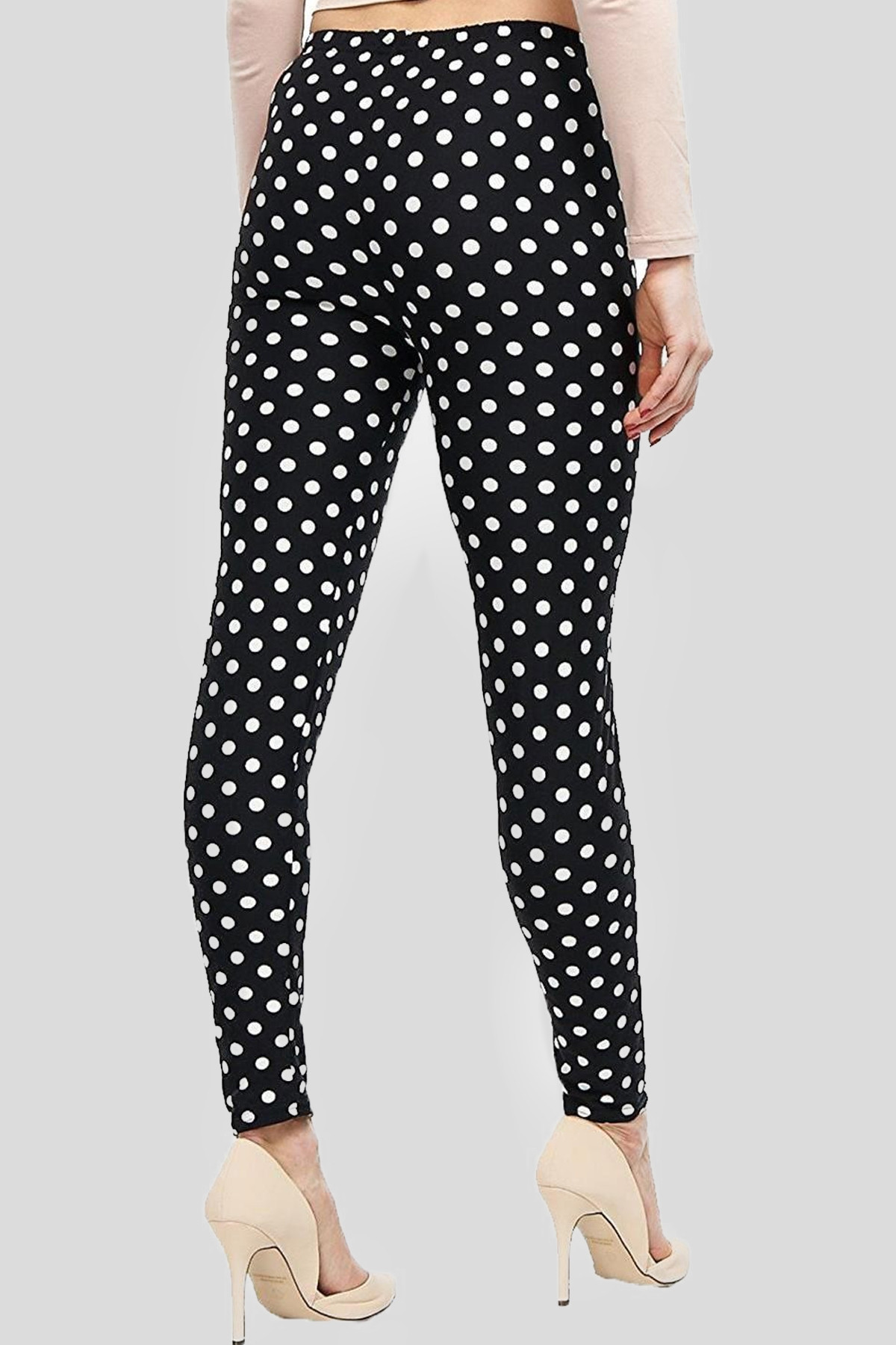 Beth Plus Size Black Polka Dot Print Leggings 16-26