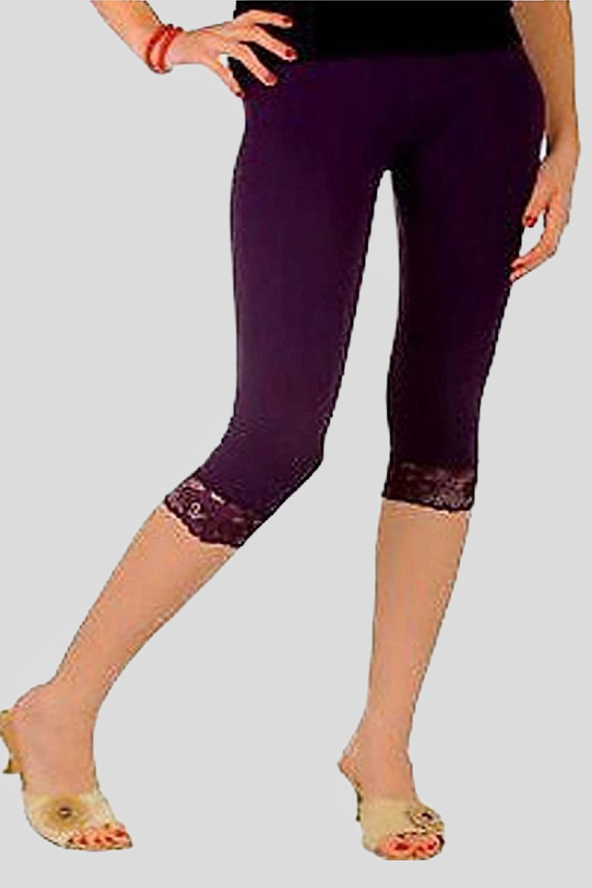 Buy Lace Leggings for Women Plus Size High Waisted Capri Cropped Leggings  Stretch Lace Trim Soft Tights Yoga Pants at Amazon.in
