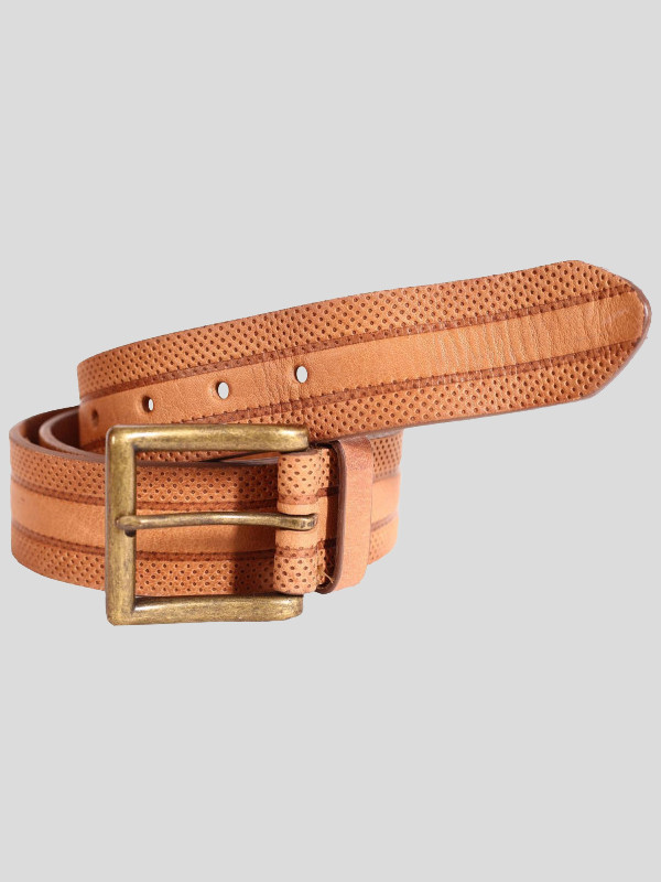 New Mens Genuine Leather 40mm Cognac Pin Buckle Loop Textured Belts S-3XL