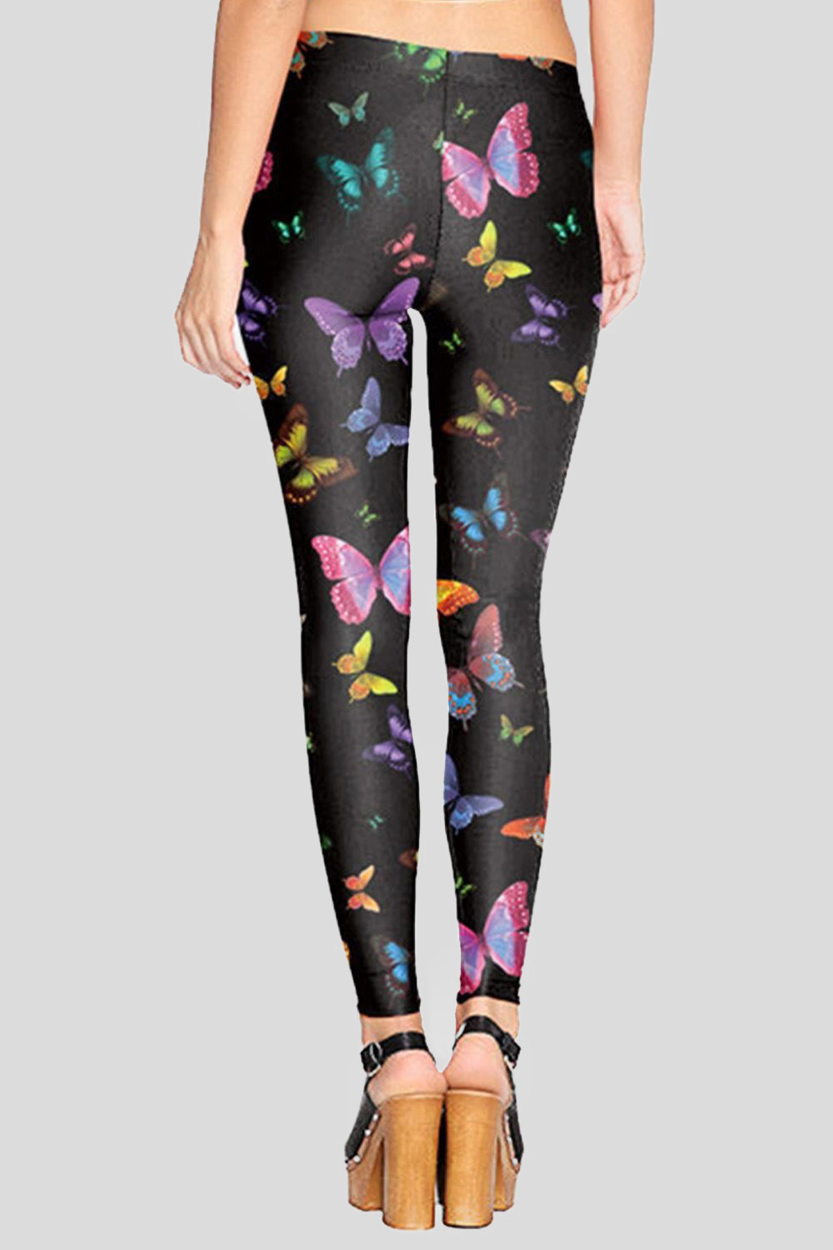 LINA Butterfly Print Skinny Stretchy Leggings 8-14 - Trousers