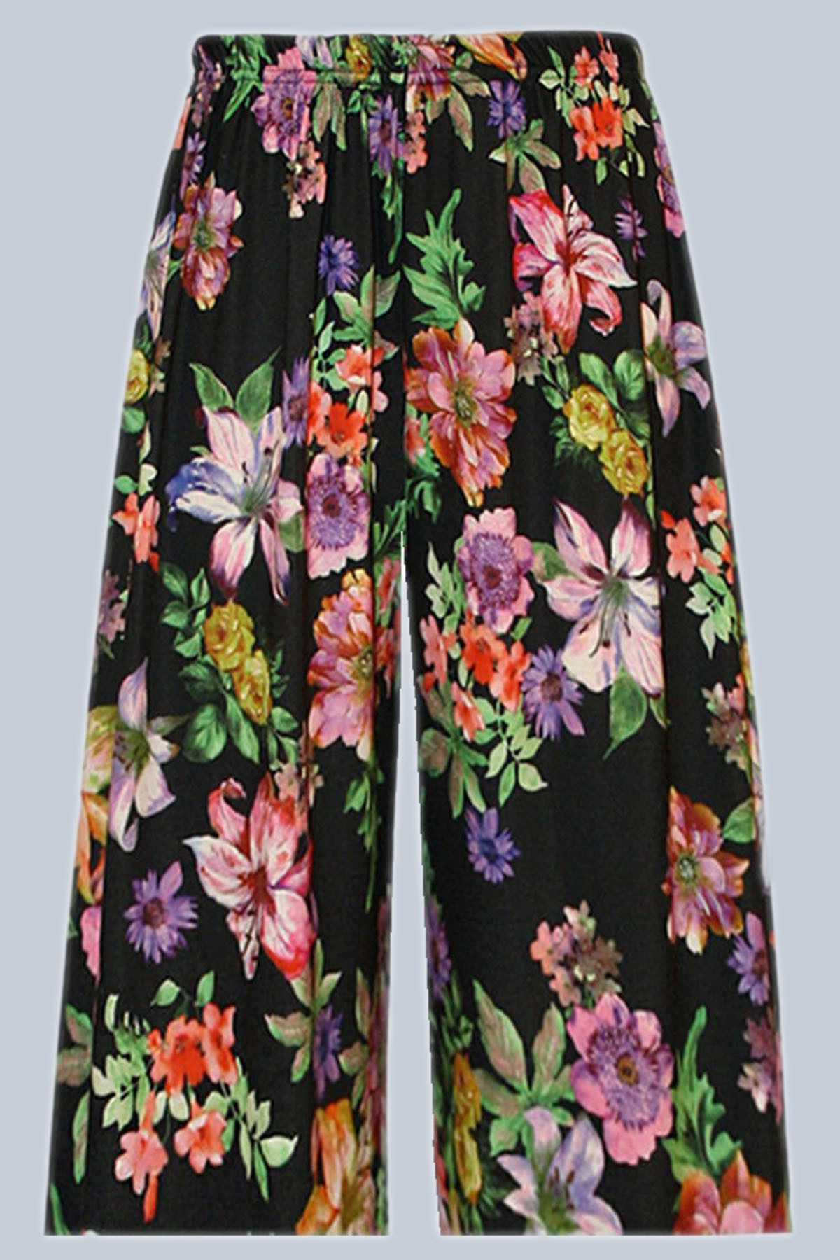 Womens Printed Stretchy Elasticated 3/4 Length Wide Leg Culottes Shorts 16-26
