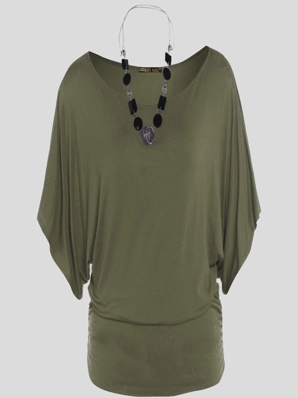 Batwing Sleeve Tunic Boat Neck Tops ...