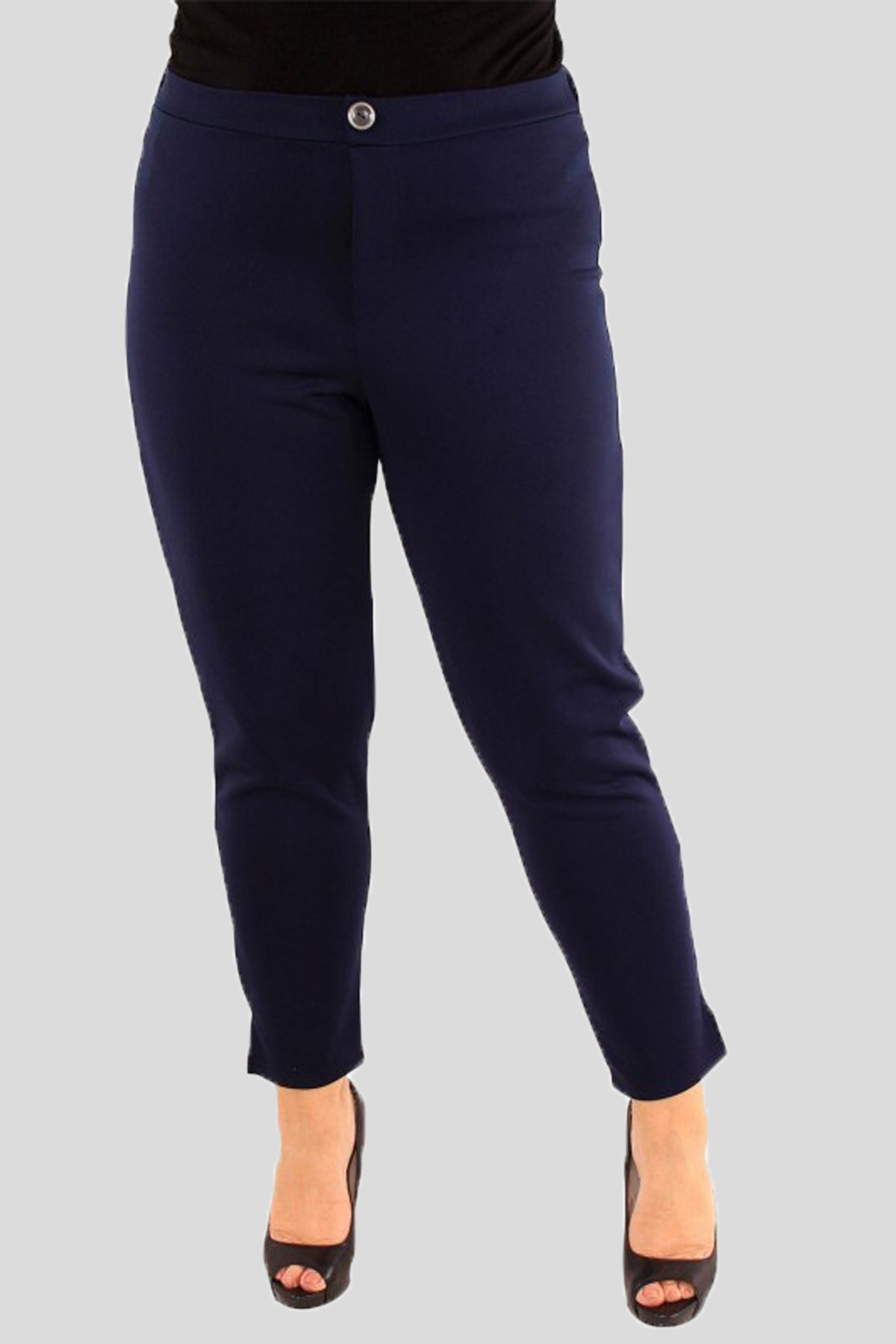 Eloquii Navy Blue Wide Leg Trousers with Light Blue Racing Stripe Side   The Plus Bus Boutique