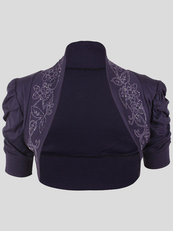 Womens Plus Size Puff Sleeve  Sequins Beaded Rouched Sleeve Bolero Shrugs 16-26 