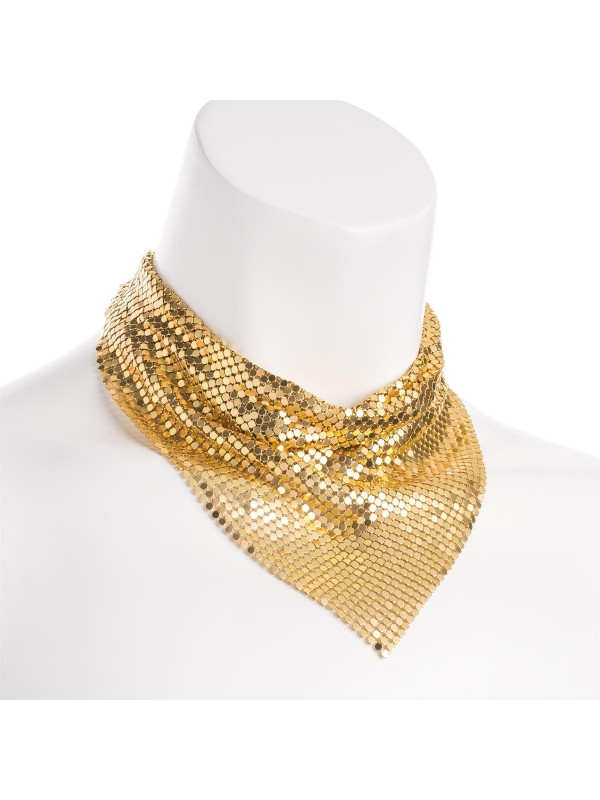Ava Gold Color Chain Mail Design Metal Necklace