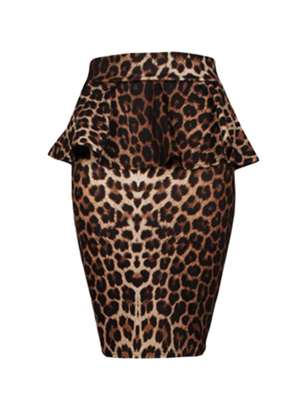 Ava Leopard Print Peplum Skirts 6-18