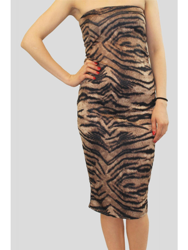 Alice Plus Size Tiger Print Bodycon Dress 16-22