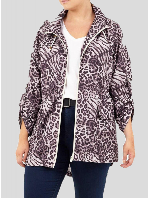 Amanda Plus Size Animal Print Fishtail Jacket 18-24