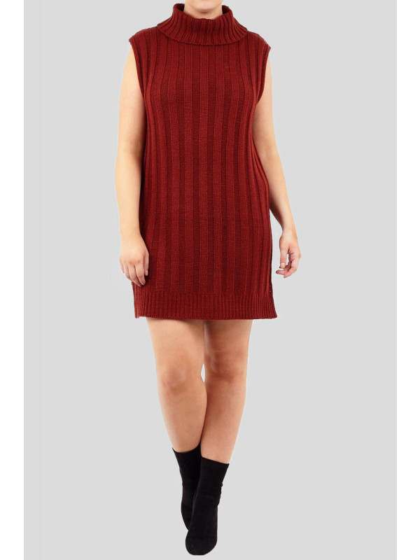 Jenny Plus Size Roll Neck Tabard Rib Knitwear Dress 18-24