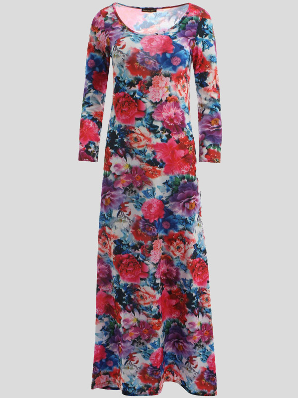 AMAYAH Plus Size Cerise Floral Scoop Dress 16-18