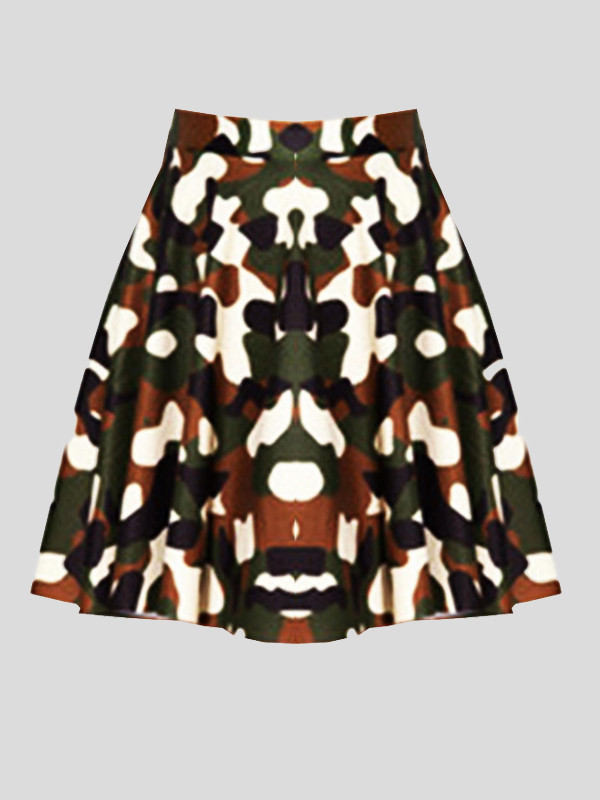 Zoey Plus Size Army Print Skirt 16-28