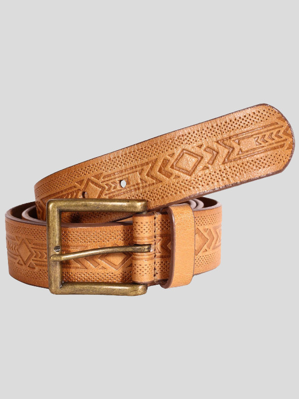 Bernard Mens Tan Pattern Genuine Leather Belts S-3XL 