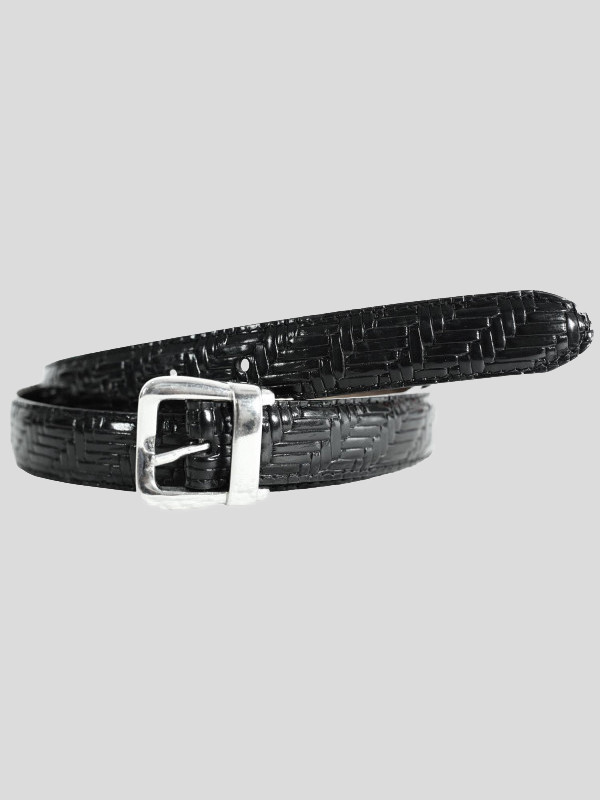 Braid Womens Textured Black Mini Buckle Genuine Leather Belts M-4XL