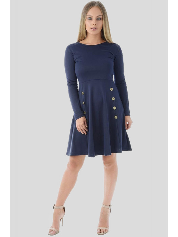 Callie Plus Size Military Button Skater Dress 16-20
