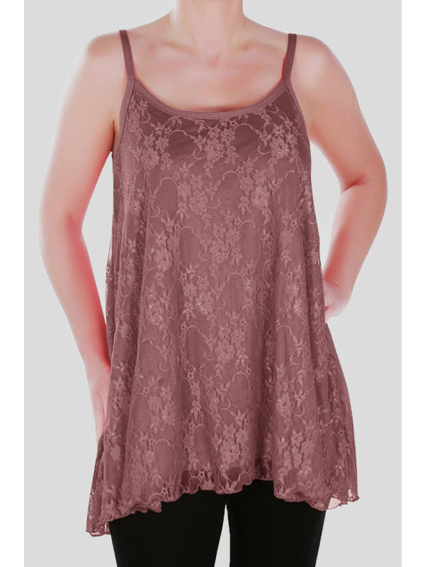 Chloe Plus Size Plain Floral Lace Vest Tops 16-30