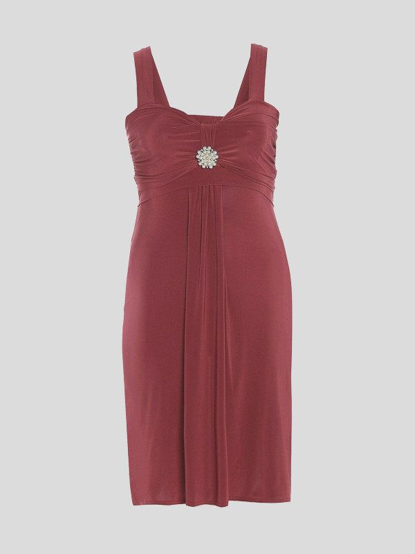 Clara Plus Size Tie Back Jewel Evening Party Broach Dress 16-26