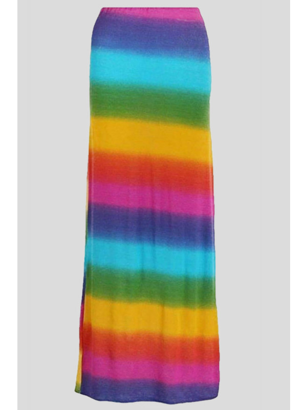 Sofia Plus Size Rainbow Striped Maxi Tube Skirt 16-22