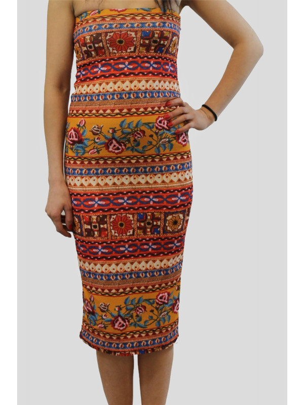 Daisy Plus Size Aztec Print Bodycon Dress 16-22