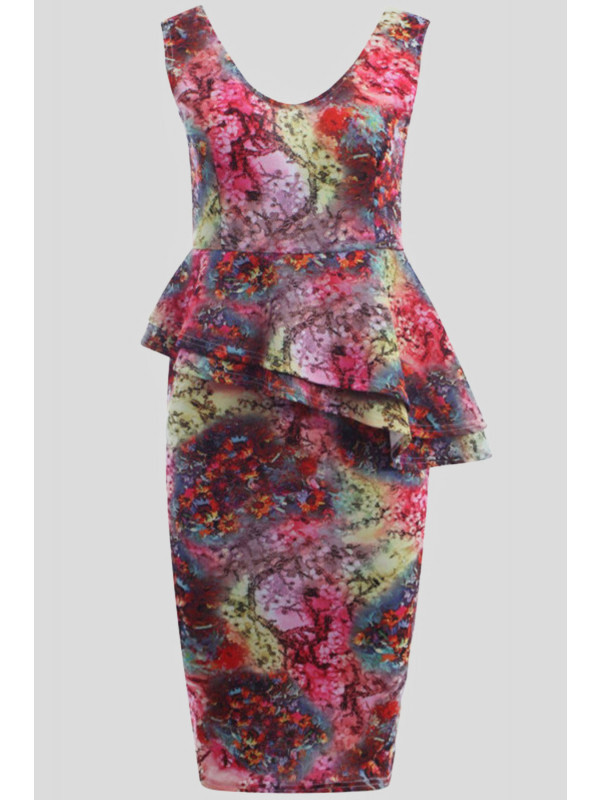 Candice Plus Size Floral Prints Bodycon Midi Dress 16-22 