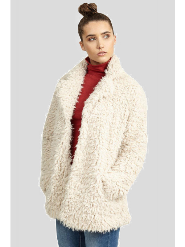 Laina Plus Size Faux Fur Popper Fastening Jacket Coat 16-24