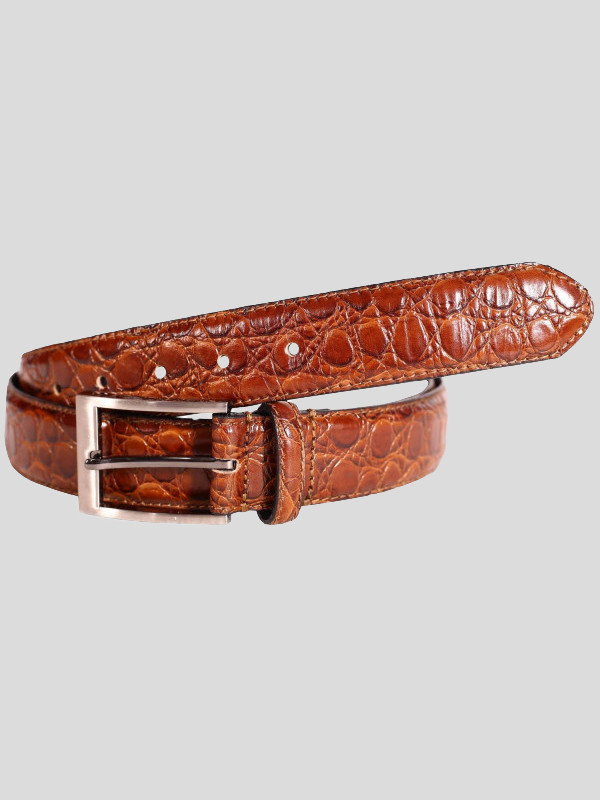 George Mens Tan Stitched Bonded Genuine Leather Belts S-3XL