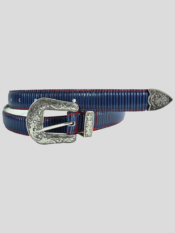 Georgia Womens Blue Contrast Genuine Leather Belts M-4XL