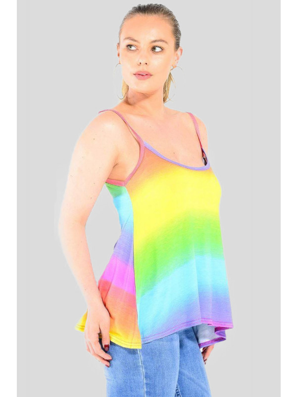 Hannah Plus Size Vibrant Rainbow Color Print Top 16-22
