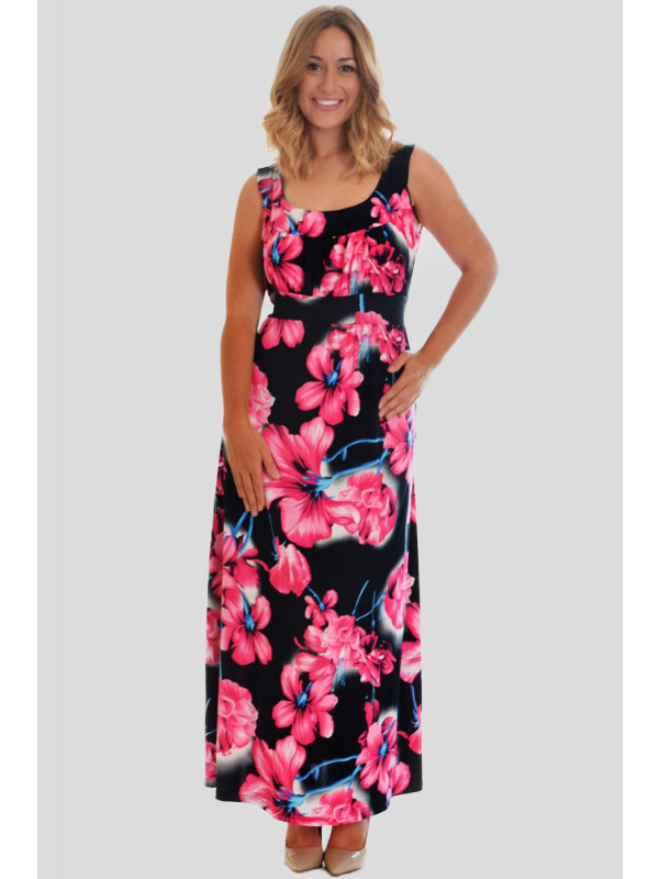 Izzy Seasonal Floral Print Long Maxi Dress 14-16