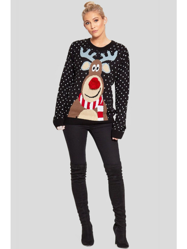 Theia Plus Size Reindeer 3d Nose Jumpers 16-30