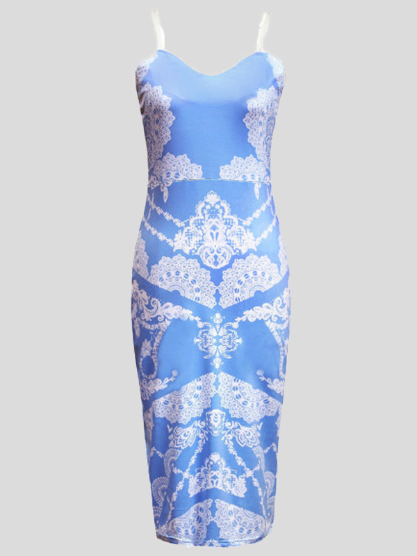 KAIA Plus Size Cami Strappy Floral Detail Bodycon Midi Dress 16-22