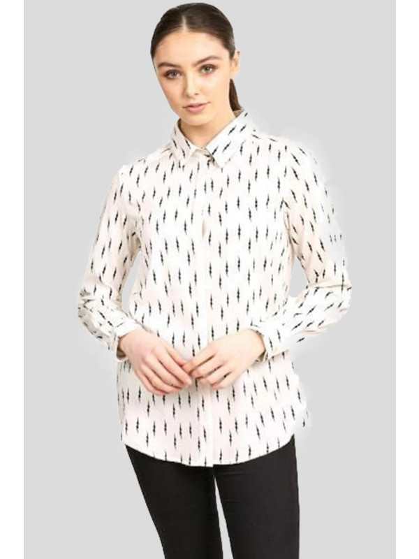 Kaylee Plus Size Lightning Bolt Print Collar Shirt 16-22