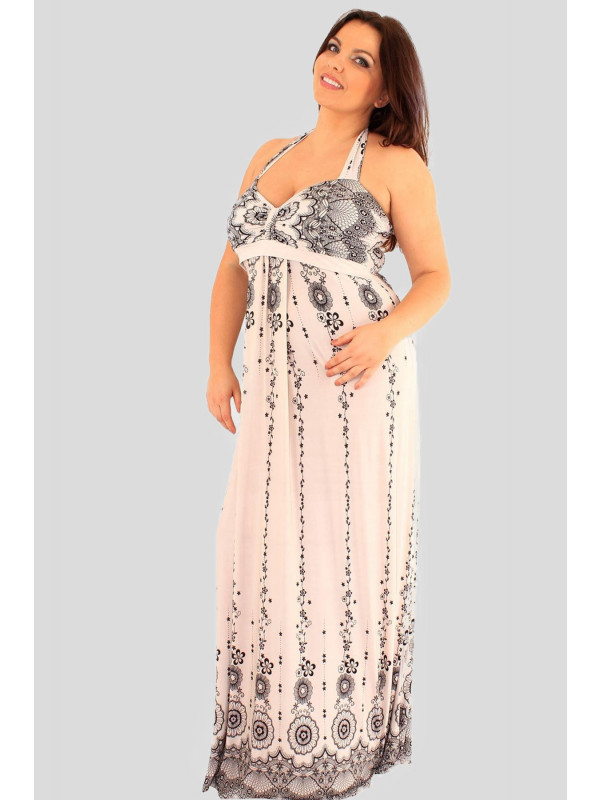 Lace Plus Size Border Print Dress 18-24