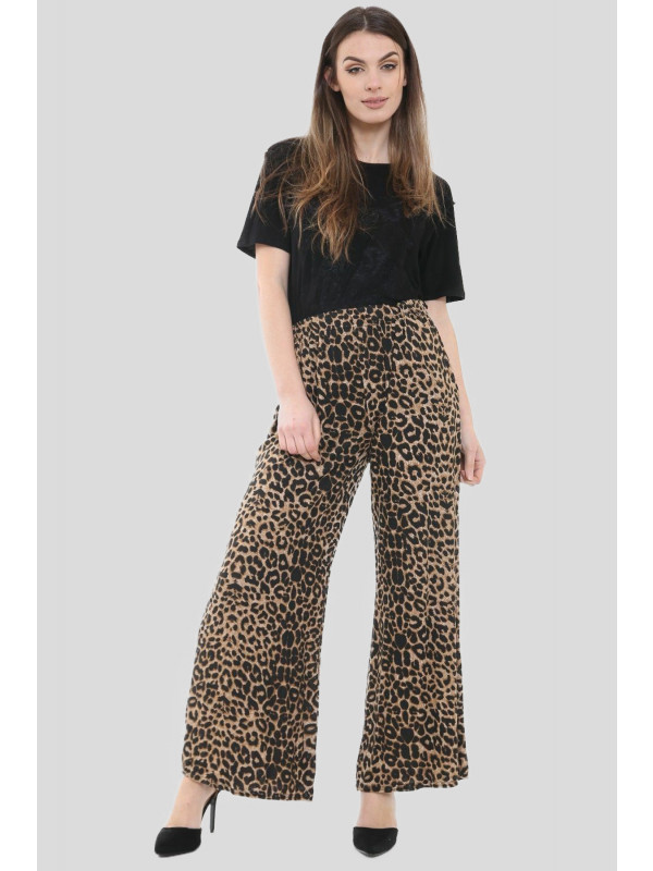 Jennifer Plus Size Leopard Print Palazzos 16-30