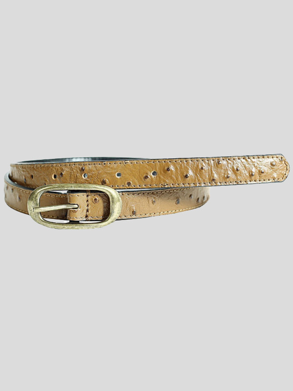 Lucy Womens Tan Antique Brass Buckle Genuine Leather Belts M-4XL