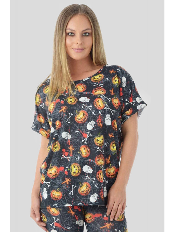 Clementine Halloween Turn Up Sleeve Baggy T-Shirt Top 8-14