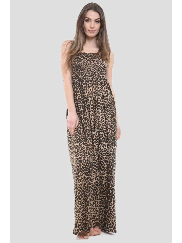  Maisie Plus Size Leopard Boob Tube Maxi Dress 16-26