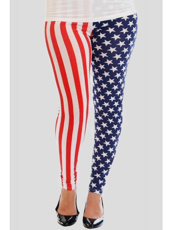 Mia Plus Size American Flag All Over Print Leggings 16-26