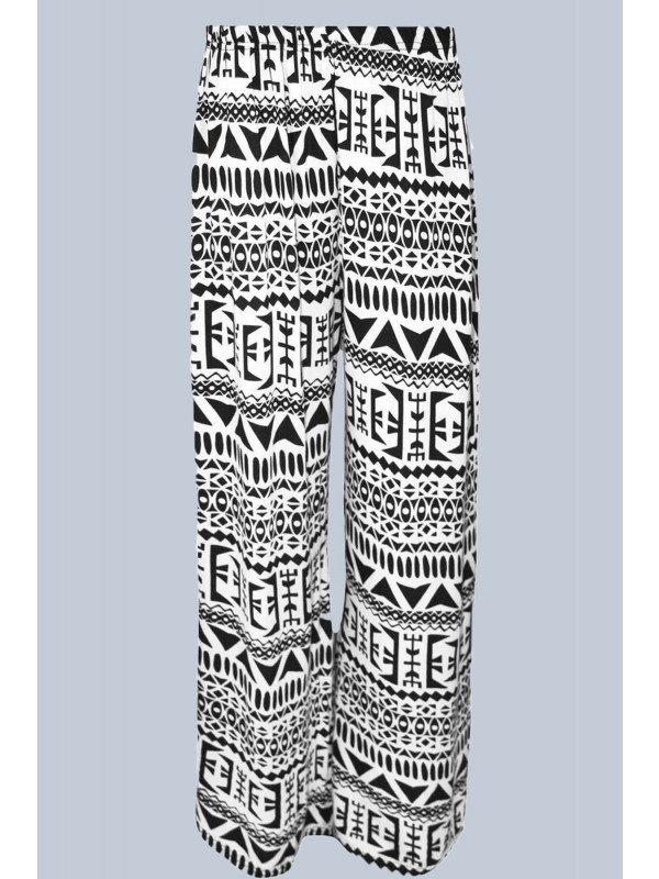Myla Plus Size Aztec Print Flared Wide Leg Palazzo 16-26