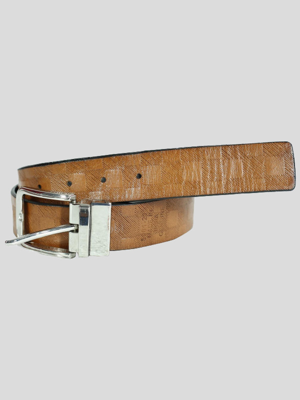 Nicholas Mens Squares Textured Genuine leather Belts S-3XL