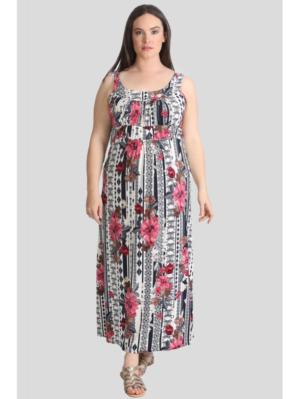 Nora Plus Size Floral Paisley Print Summer Maxi Dress 16-24