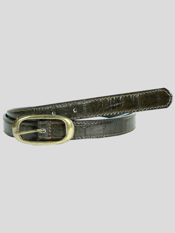 Olive Womens Elf Print Brass Buckle Genuine Leather Belts M-4XL