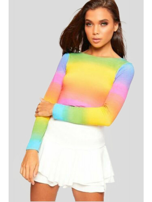 Isabella Rainbow Stripe Print Multi Colour Jersey 8-14