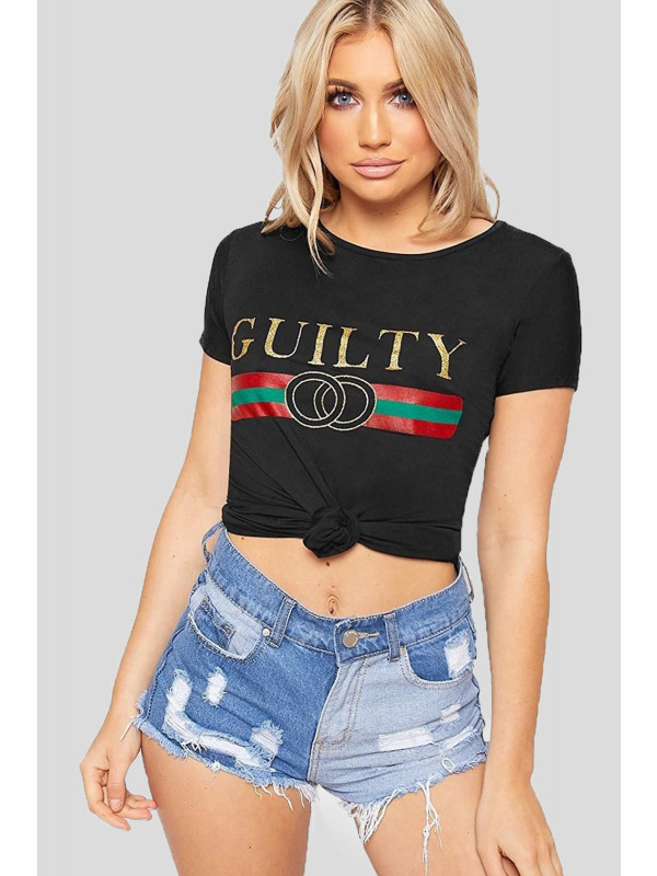 Lettice Guilty Slogan Print T-Shirts 8-14