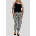 Cassie Plus Size Grey Cross Printed Harem Trouser 16-26