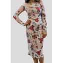 Lucy Plus Size Cream Floral Off Shoulder Midi Dress 16-22