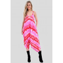 Amber Plus Size Pink Tye Dye Printed Lagenlook Jumpsuit 16-26