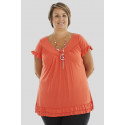 AMEERA Plus Size Frill V Neck Necklace Tops 16-22